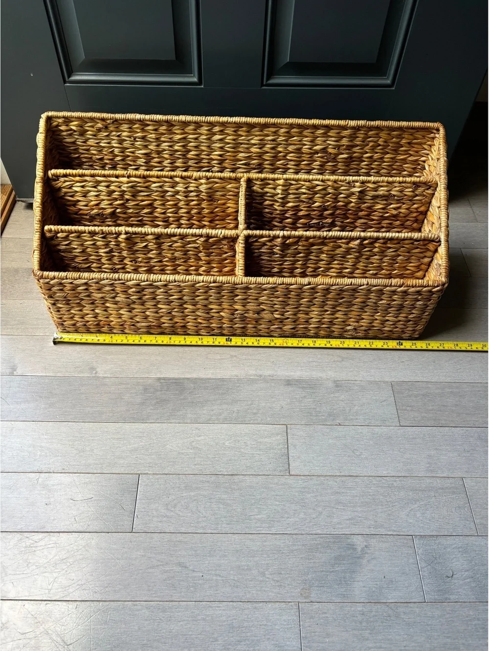 Woven Storage Basket with Multiple Compartments desk organizer mail holder